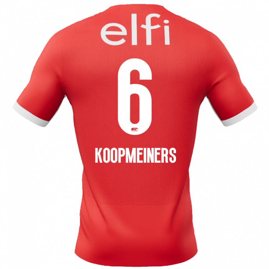 Enfant Football Maillot Peer Koopmeiners #6 Rouge Blanc Tenues Domicile 2024/25