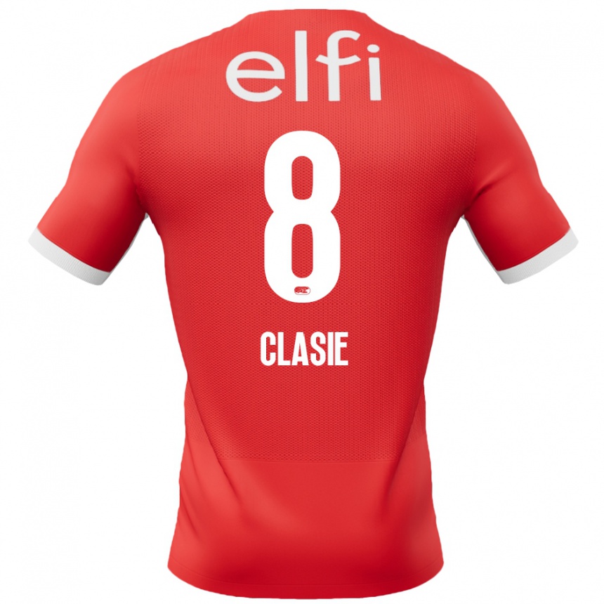 Enfant Football Maillot Jordy Clasie #8 Rouge Blanc Tenues Domicile 2024/25