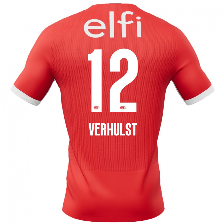 Enfant Football Maillot Hobie Verhulst #12 Rouge Blanc Tenues Domicile 2024/25