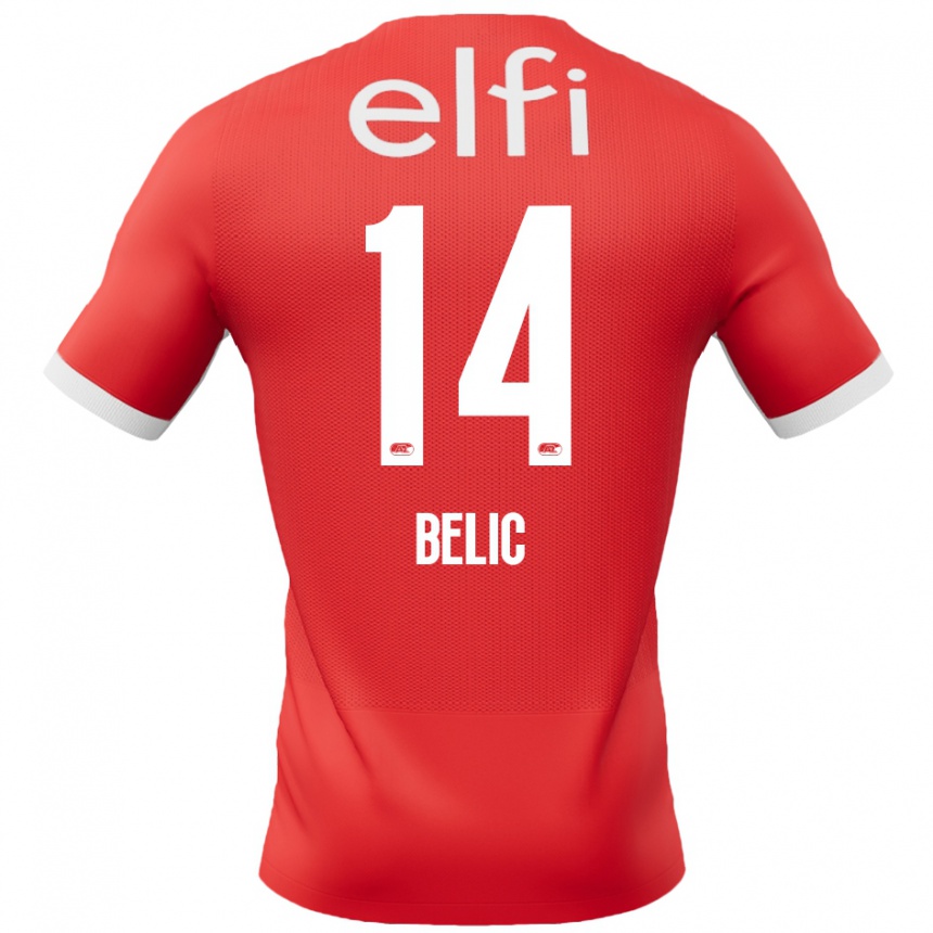 Enfant Football Maillot Kristijan Belic #14 Rouge Blanc Tenues Domicile 2024/25