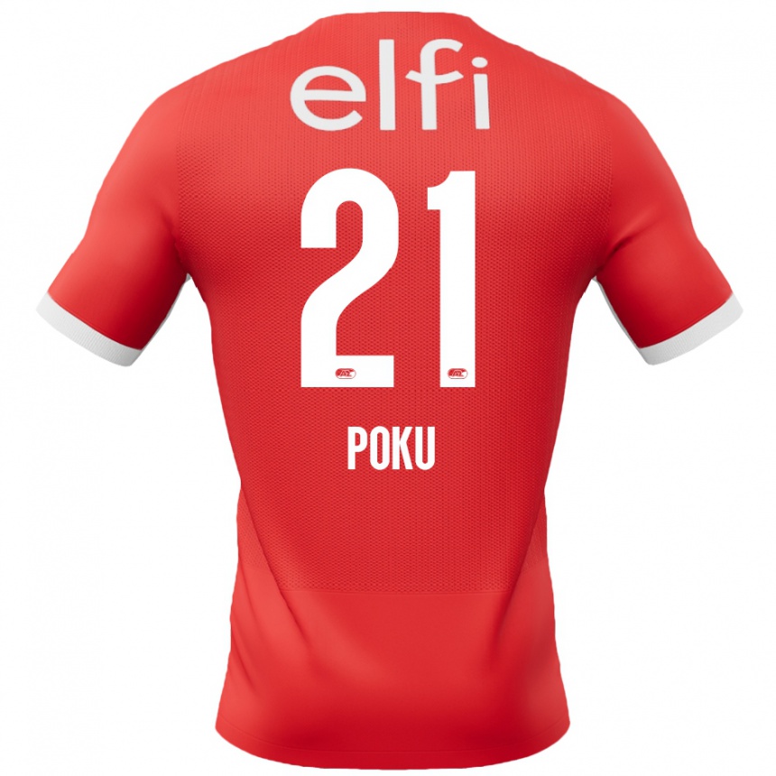 Enfant Football Maillot Ernest Poku #21 Rouge Blanc Tenues Domicile 2024/25