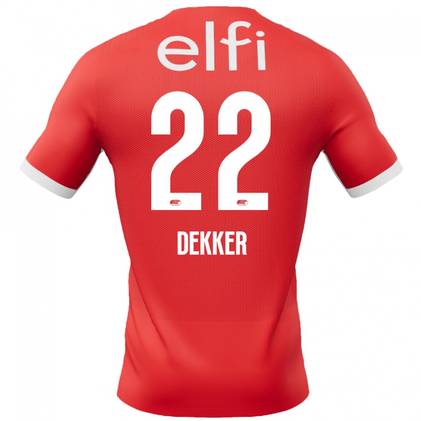 Enfant Football Maillot Maxim Dekker #22 Rouge Blanc Tenues Domicile 2024/25