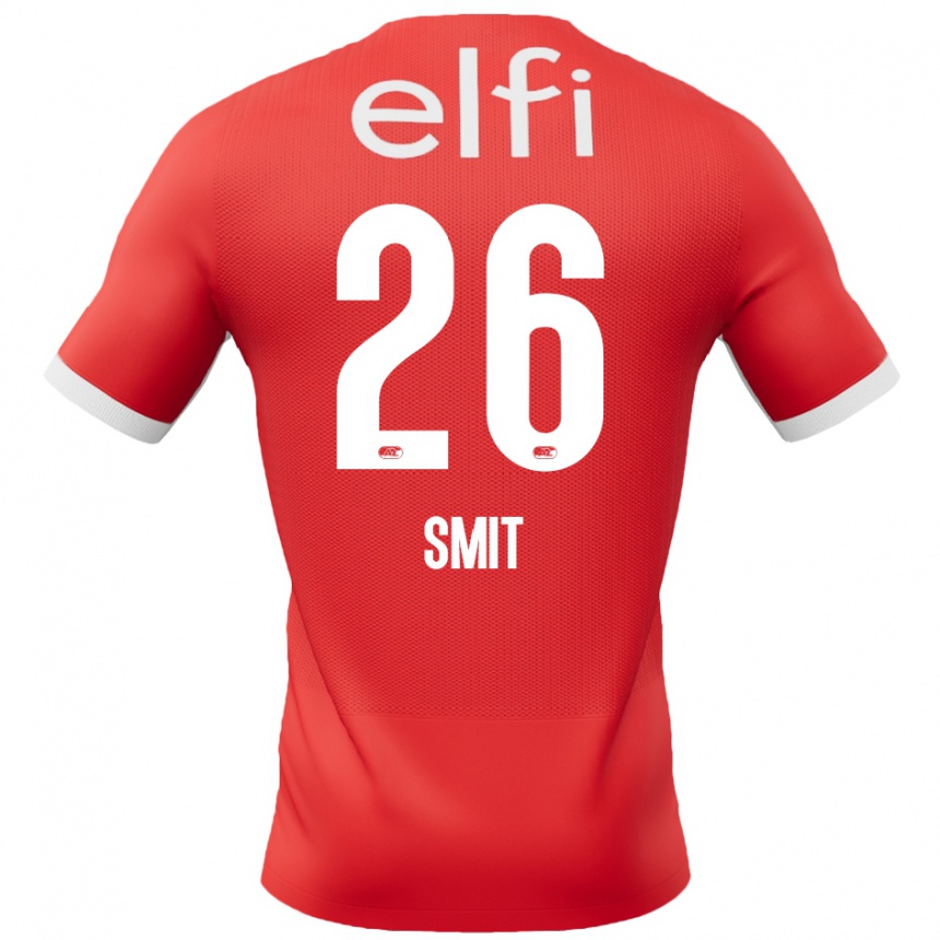 Enfant Football Maillot Kees Smit #26 Rouge Blanc Tenues Domicile 2024/25