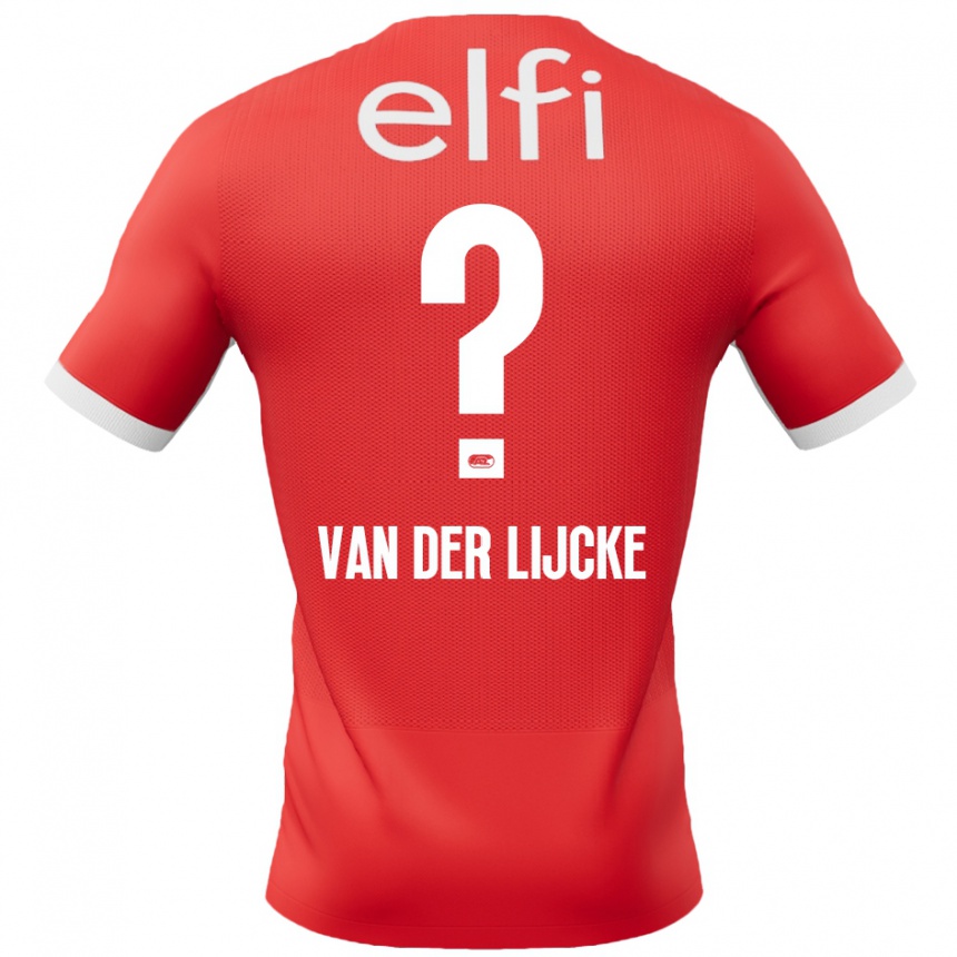 Enfant Football Maillot Donny Van Der Lijcke #0 Rouge Blanc Tenues Domicile 2024/25