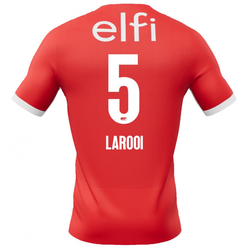 Enfant Football Maillot Finn Larooi #5 Rouge Blanc Tenues Domicile 2024/25