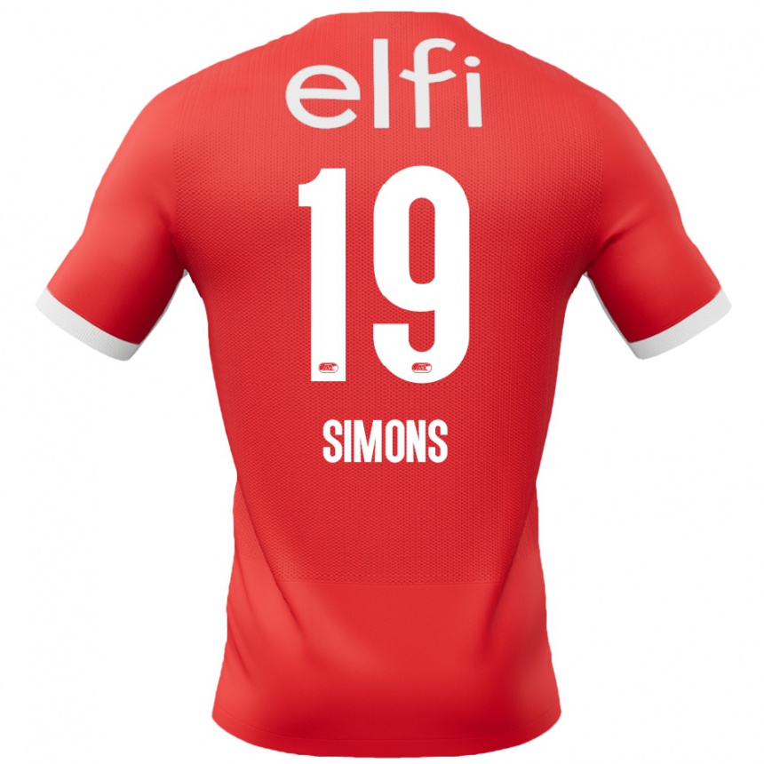 Enfant Football Maillot Saviola Simons #19 Rouge Blanc Tenues Domicile 2024/25