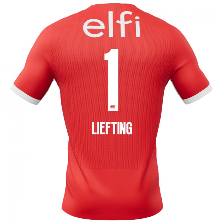 Enfant Football Maillot Femke Liefting #1 Rouge Blanc Tenues Domicile 2024/25