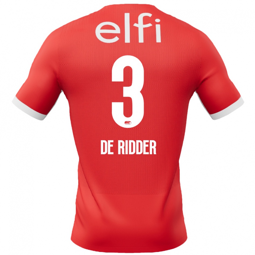 Enfant Football Maillot Djoeke De Ridder #3 Rouge Blanc Tenues Domicile 2024/25