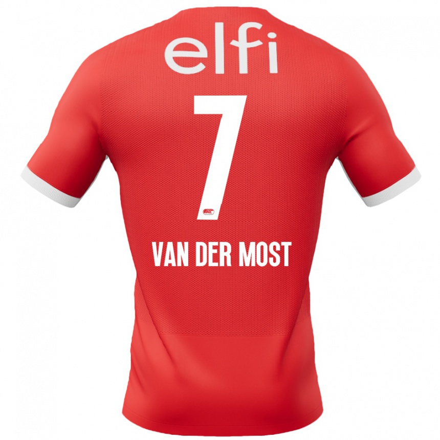 Enfant Football Maillot Veerle Van Der Most #7 Rouge Blanc Tenues Domicile 2024/25