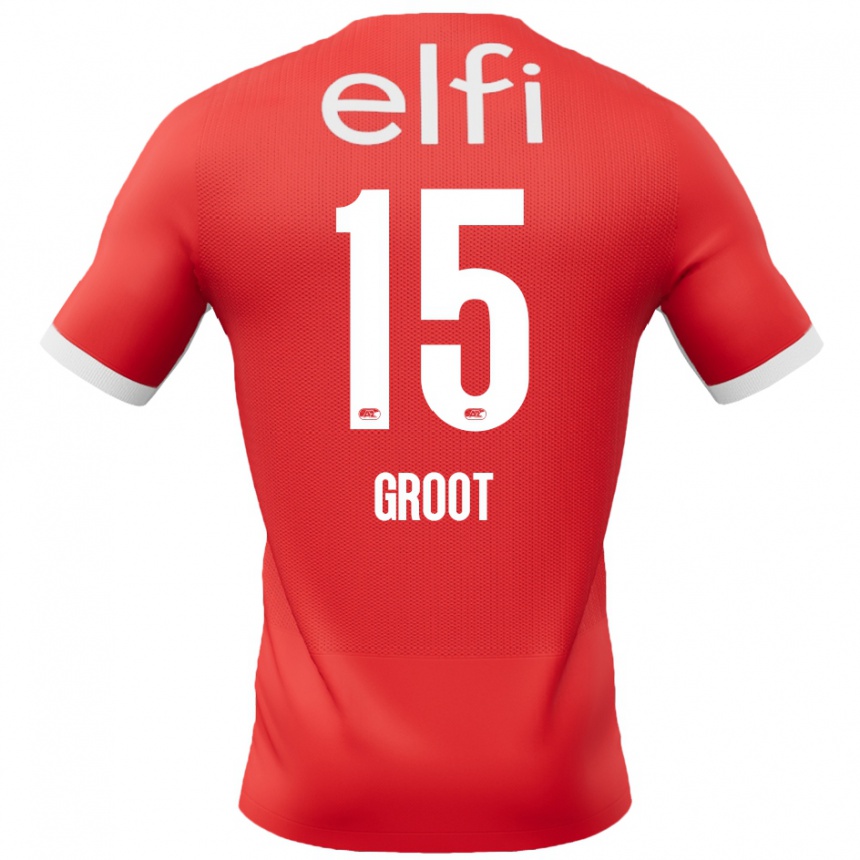 Enfant Football Maillot Pleun Groot #15 Rouge Blanc Tenues Domicile 2024/25