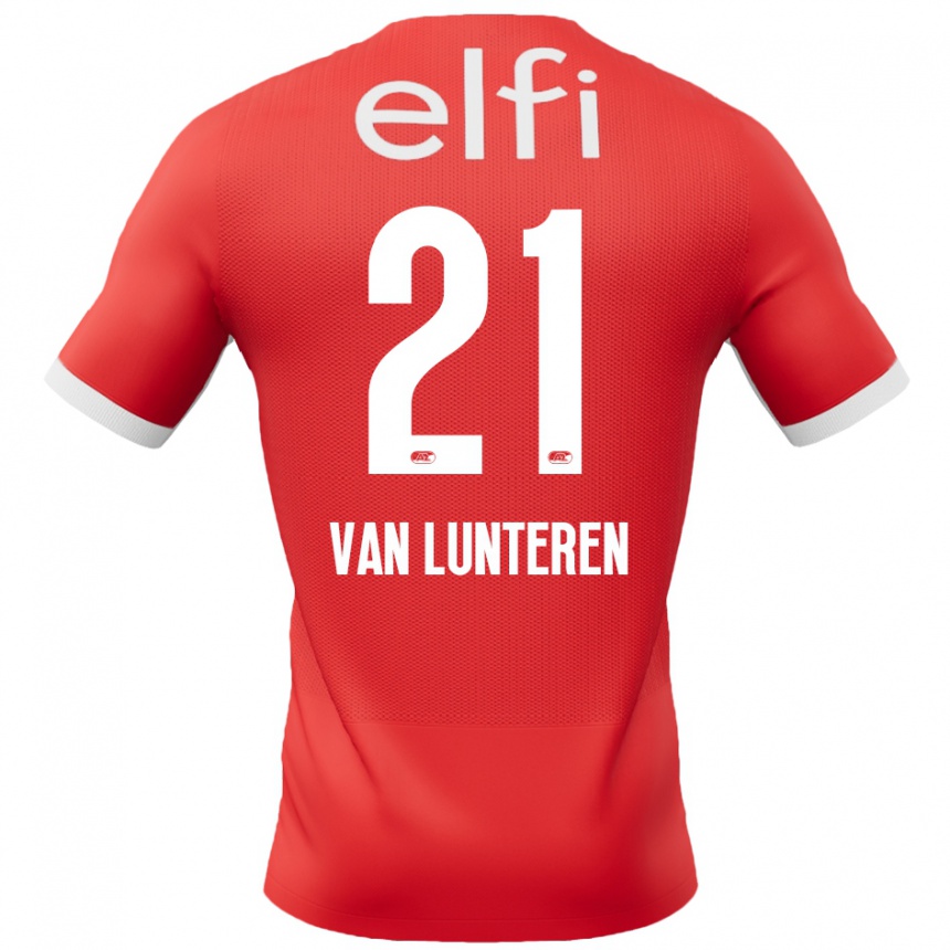 Enfant Football Maillot Desiree Van Lunteren #21 Rouge Blanc Tenues Domicile 2024/25