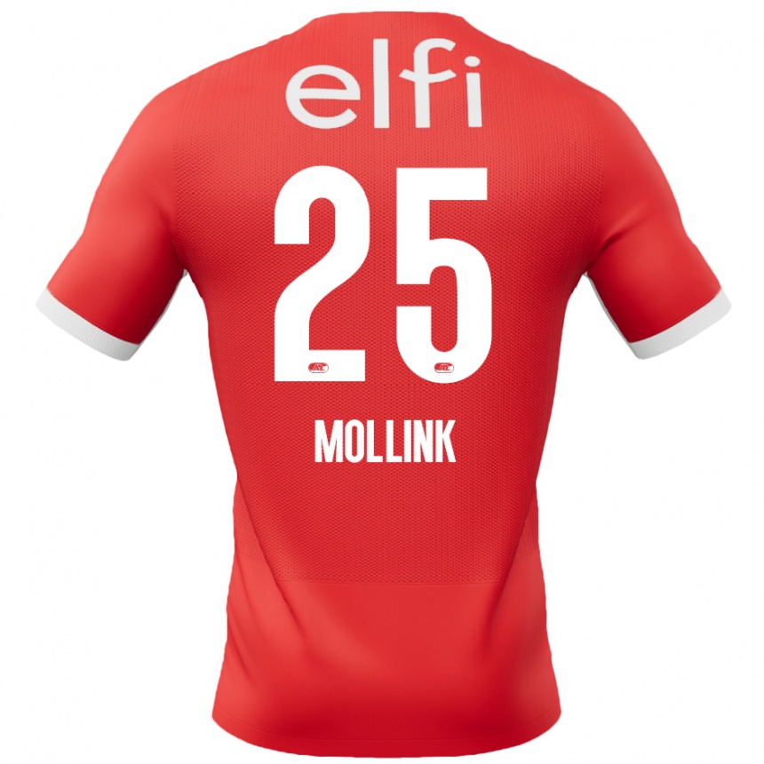 Enfant Football Maillot Yaël Mollink #25 Rouge Blanc Tenues Domicile 2024/25