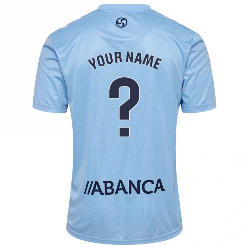 Enfant Football Maillot Votre Nom #0 Bleu Ciel Tenues Domicile 2024/25