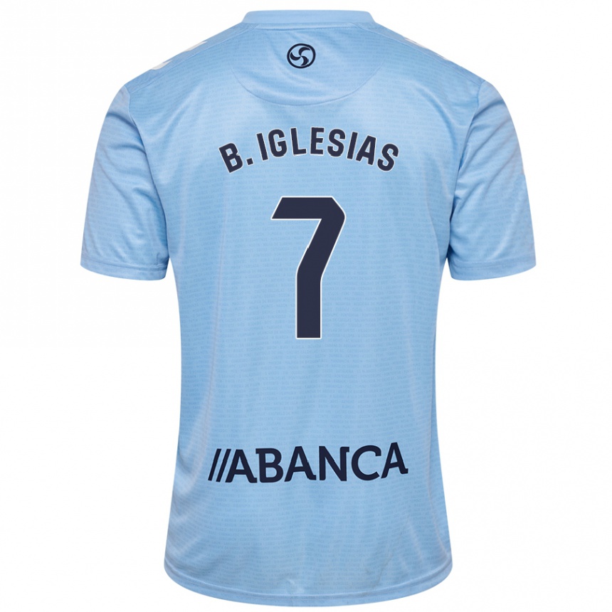 Enfant Football Maillot Borja Iglesias #7 Bleu Ciel Tenues Domicile 2024/25