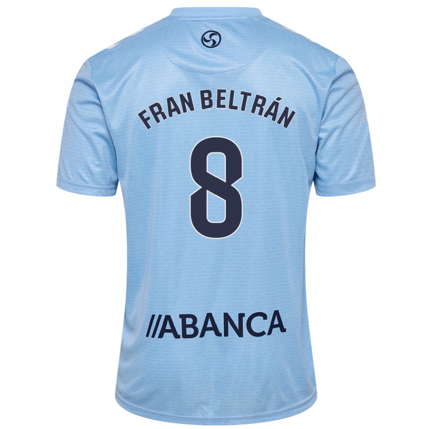 Enfant Football Maillot Fran Beltrán #8 Bleu Ciel Tenues Domicile 2024/25