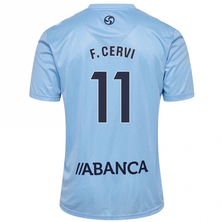 Enfant Football Maillot Franco Cervi #11 Bleu Ciel Tenues Domicile 2024/25