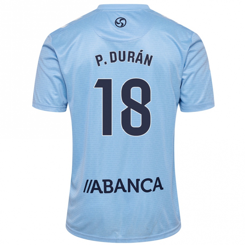 Enfant Football Maillot Pablo Durán #18 Bleu Ciel Tenues Domicile 2024/25