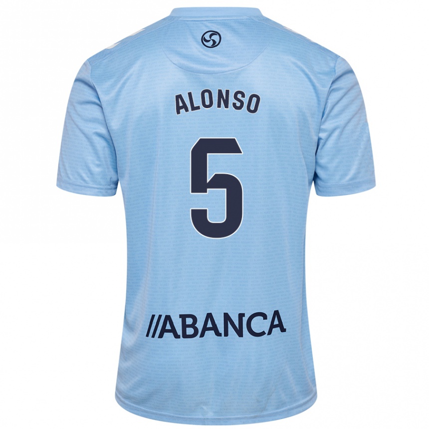 Enfant Football Maillot Gael Alonso #5 Bleu Ciel Tenues Domicile 2024/25