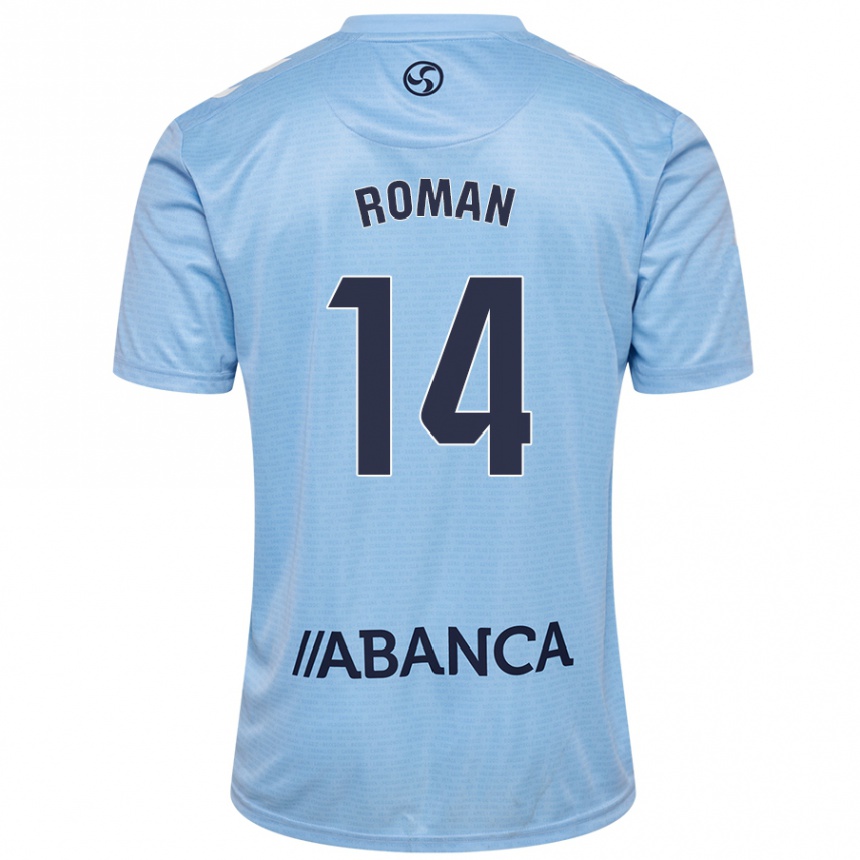 Enfant Football Maillot Miguel Román #14 Bleu Ciel Tenues Domicile 2024/25