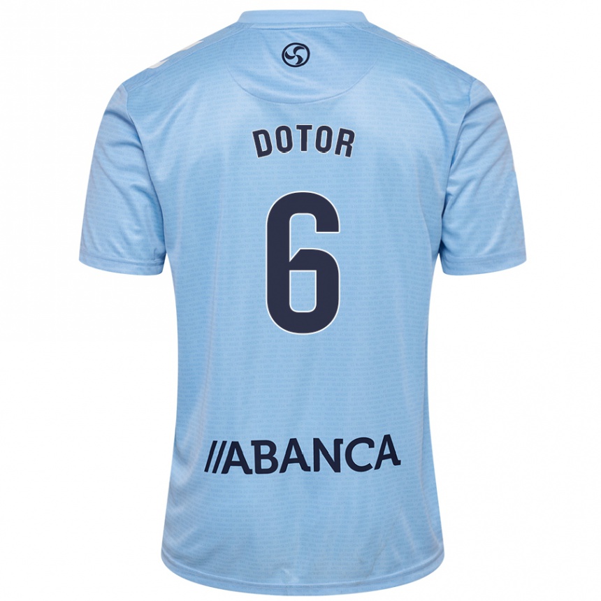 Enfant Football Maillot Carlos Dotor #6 Bleu Ciel Tenues Domicile 2024/25