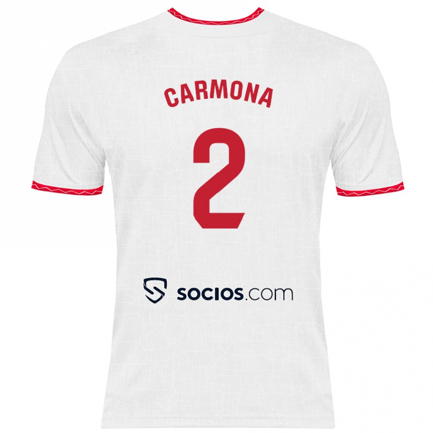 Enfant Football Maillot José Ángel Carmona #2 Blanc Rouge Tenues Domicile 2024/25