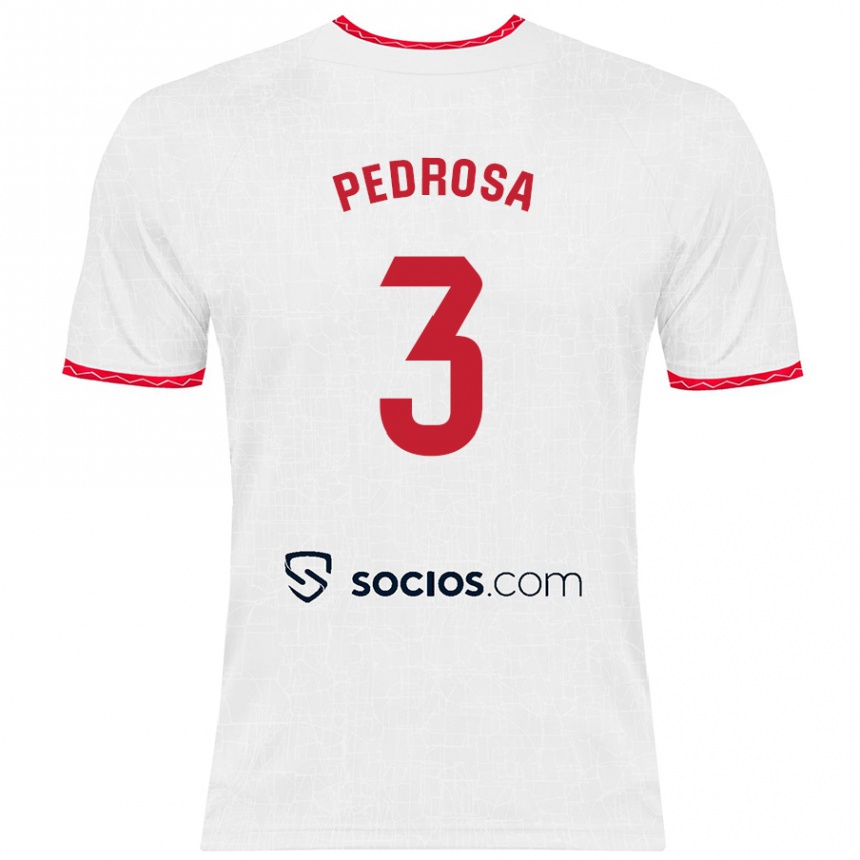 Enfant Football Maillot Adrià Pedrosa #3 Blanc Rouge Tenues Domicile 2024/25