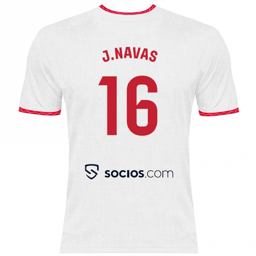 Enfant Football Maillot Jesús Navas #16 Blanc Rouge Tenues Domicile 2024/25