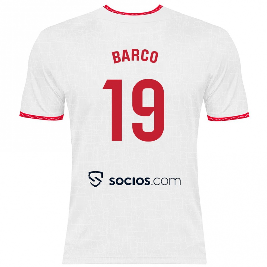 Enfant Football Maillot Valentin Barco #19 Blanc Rouge Tenues Domicile 2024/25