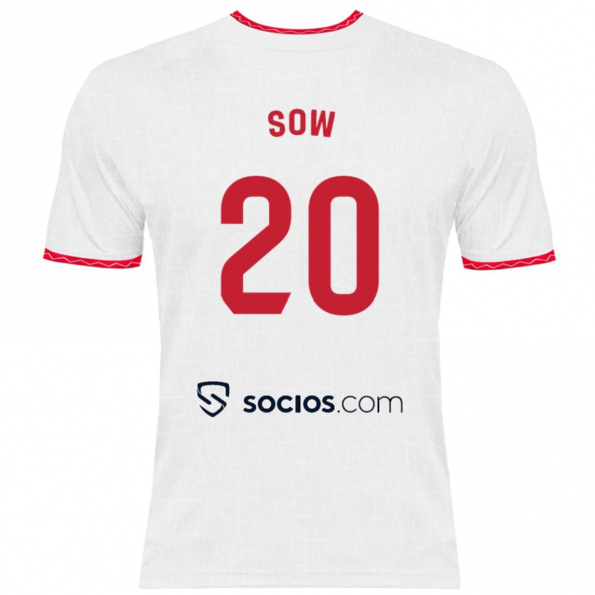 Enfant Football Maillot Djibril Sow #20 Blanc Rouge Tenues Domicile 2024/25