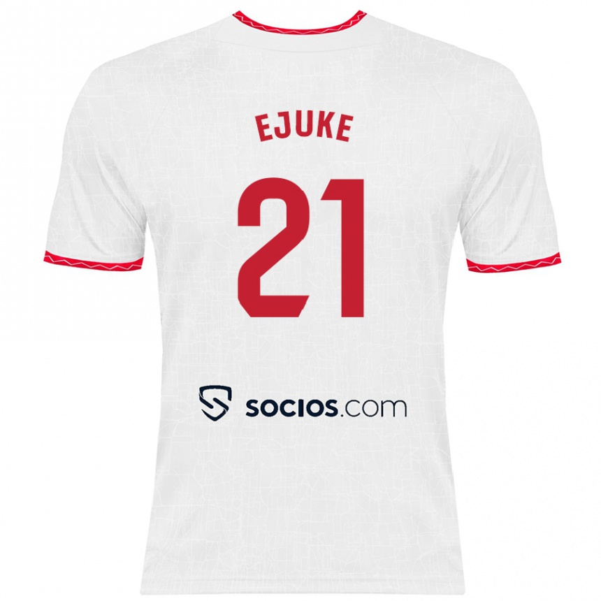 Enfant Football Maillot Chidera Ejuke #21 Blanc Rouge Tenues Domicile 2024/25