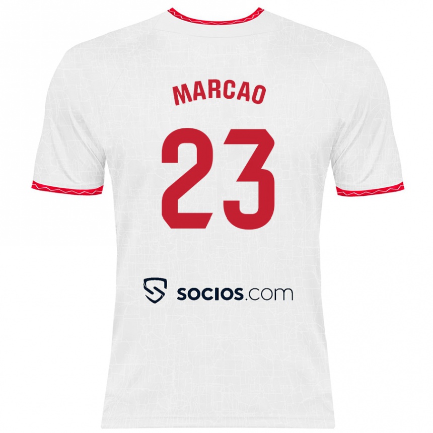 Enfant Football Maillot Marcão #23 Blanc Rouge Tenues Domicile 2024/25