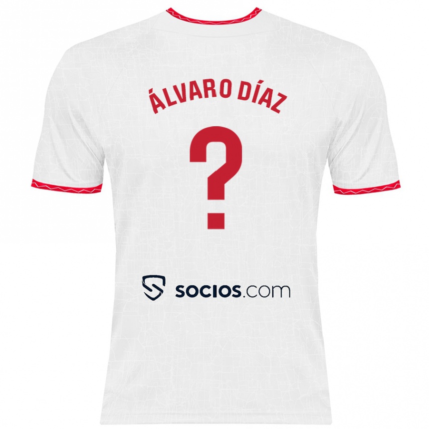 Enfant Football Maillot Álvaro Díaz #0 Blanc Rouge Tenues Domicile 2024/25