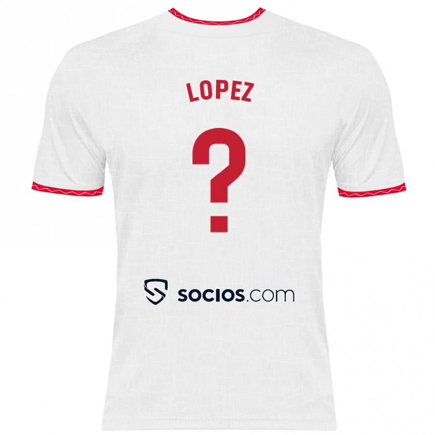 Enfant Football Maillot David López #0 Blanc Rouge Tenues Domicile 2024/25