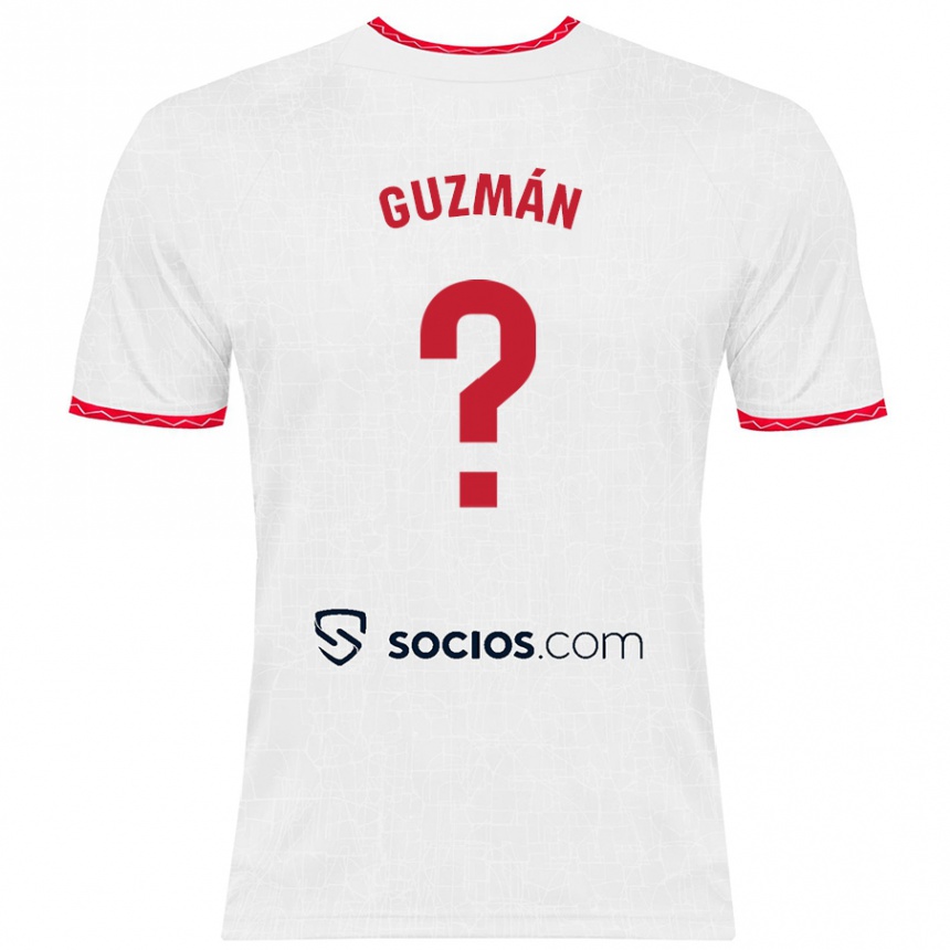 Enfant Football Maillot Gonzalo Guzmán #0 Blanc Rouge Tenues Domicile 2024/25