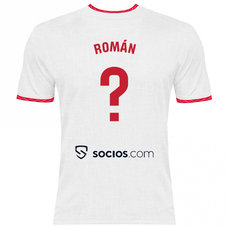 Enfant Football Maillot Fran Román #0 Blanc Rouge Tenues Domicile 2024/25