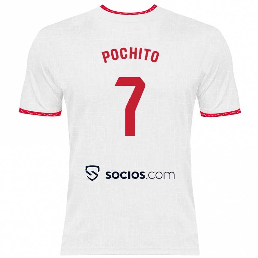 Enfant Football Maillot Pochito #7 Blanc Rouge Tenues Domicile 2024/25