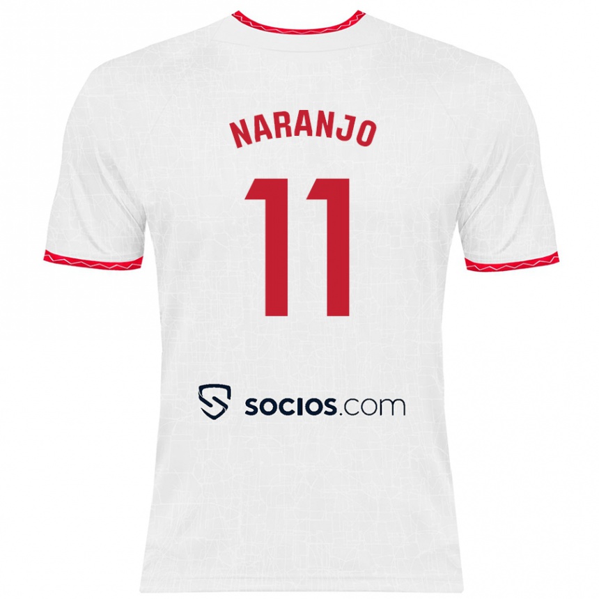 Enfant Football Maillot Mario Naranjo #11 Blanc Rouge Tenues Domicile 2024/25