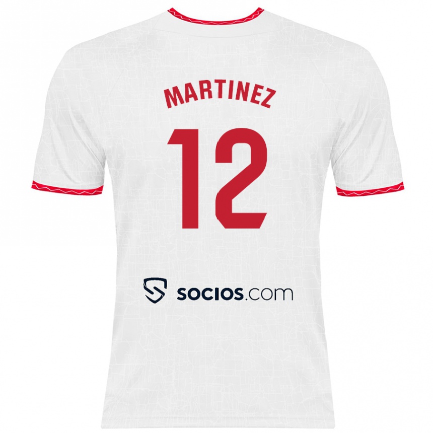 Enfant Football Maillot Gabri Martinez #12 Blanc Rouge Tenues Domicile 2024/25