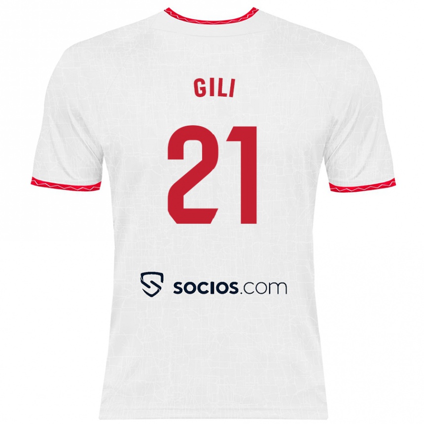 Enfant Football Maillot Gemma Gili #21 Blanc Rouge Tenues Domicile 2024/25