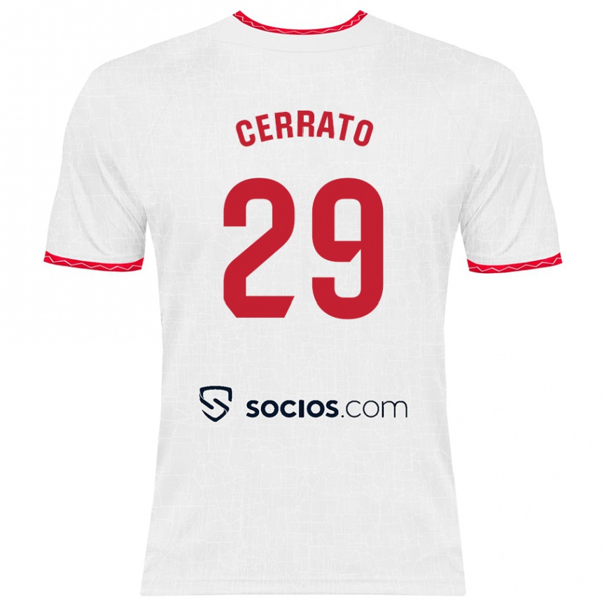 Enfant Football Maillot Alba Cerrato Izquierdo #29 Blanc Rouge Tenues Domicile 2024/25