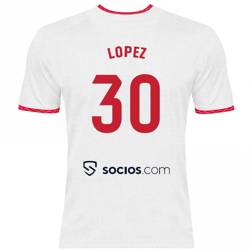 Enfant Football Maillot Alba López #30 Blanc Rouge Tenues Domicile 2024/25