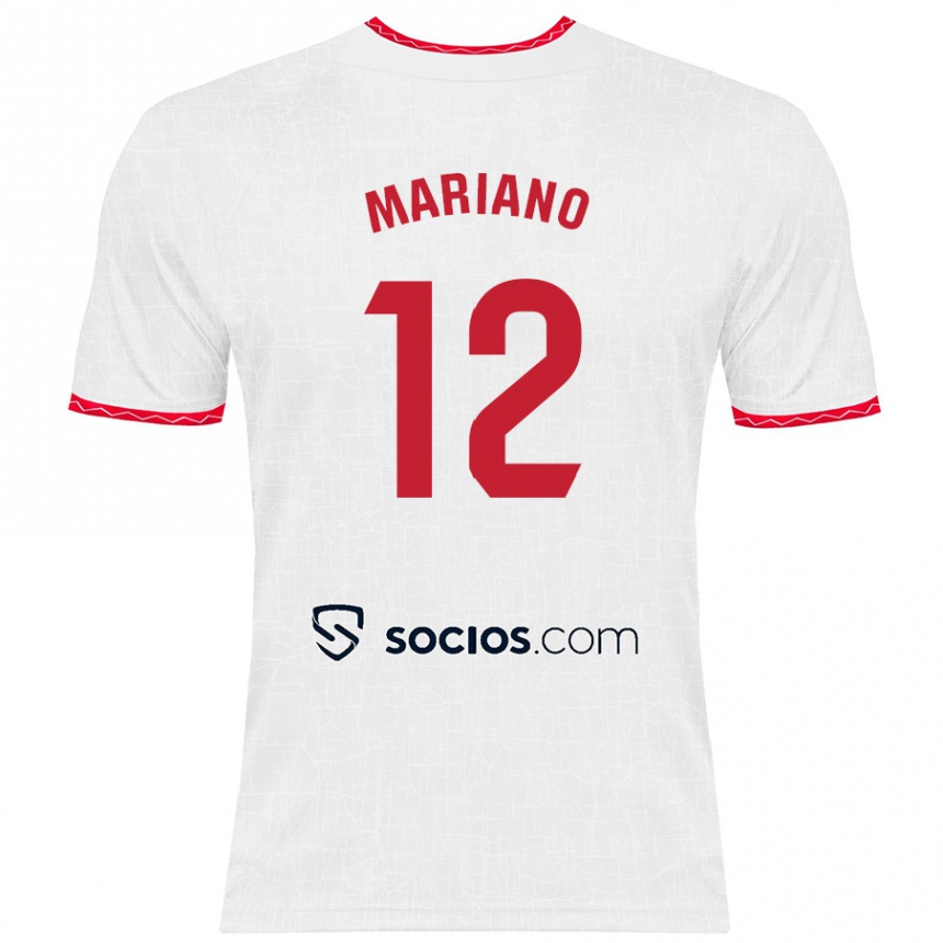 Enfant Football Maillot Mariano Diaz #12 Blanc Rouge Tenues Domicile 2024/25