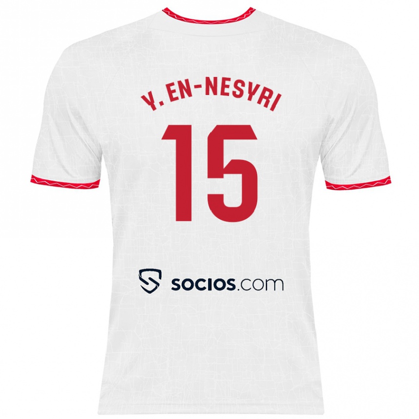 Enfant Football Maillot Youssef En-Nesyri #15 Blanc Rouge Tenues Domicile 2024/25