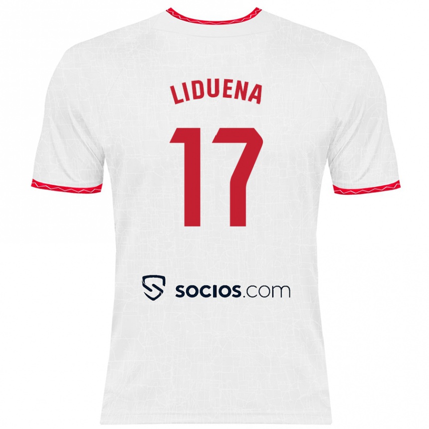 Enfant Football Maillot Daniel Lidueña #17 Blanc Rouge Tenues Domicile 2024/25