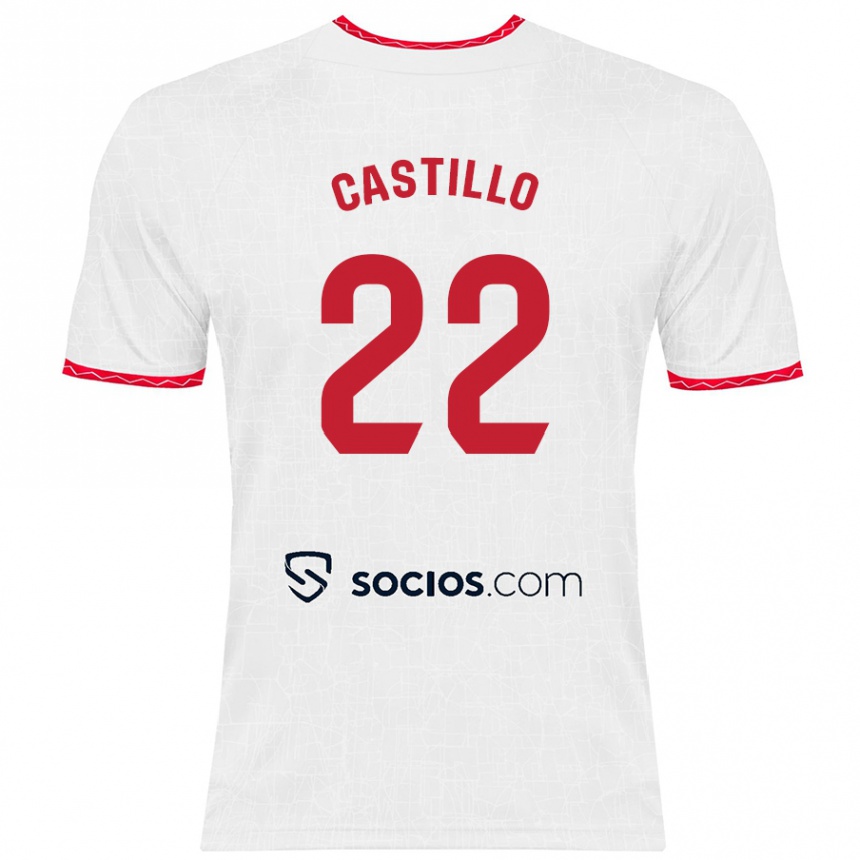 Enfant Football Maillot José Castillo #22 Blanc Rouge Tenues Domicile 2024/25