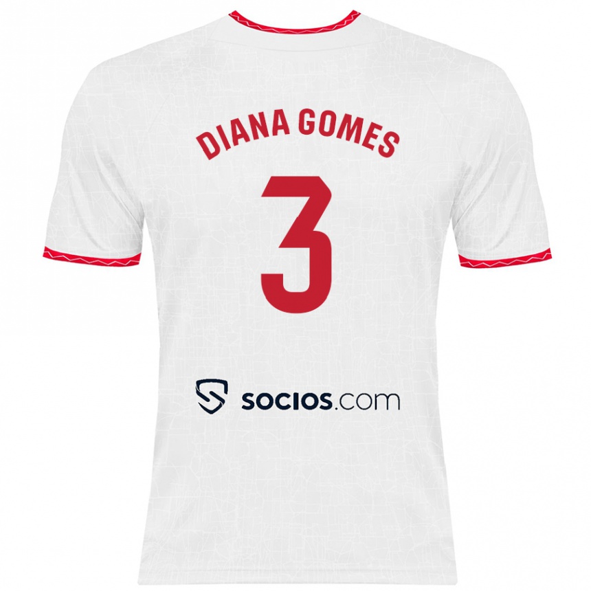 Enfant Football Maillot Diana Catarina Ribeiro Gomes #3 Blanc Rouge Tenues Domicile 2024/25