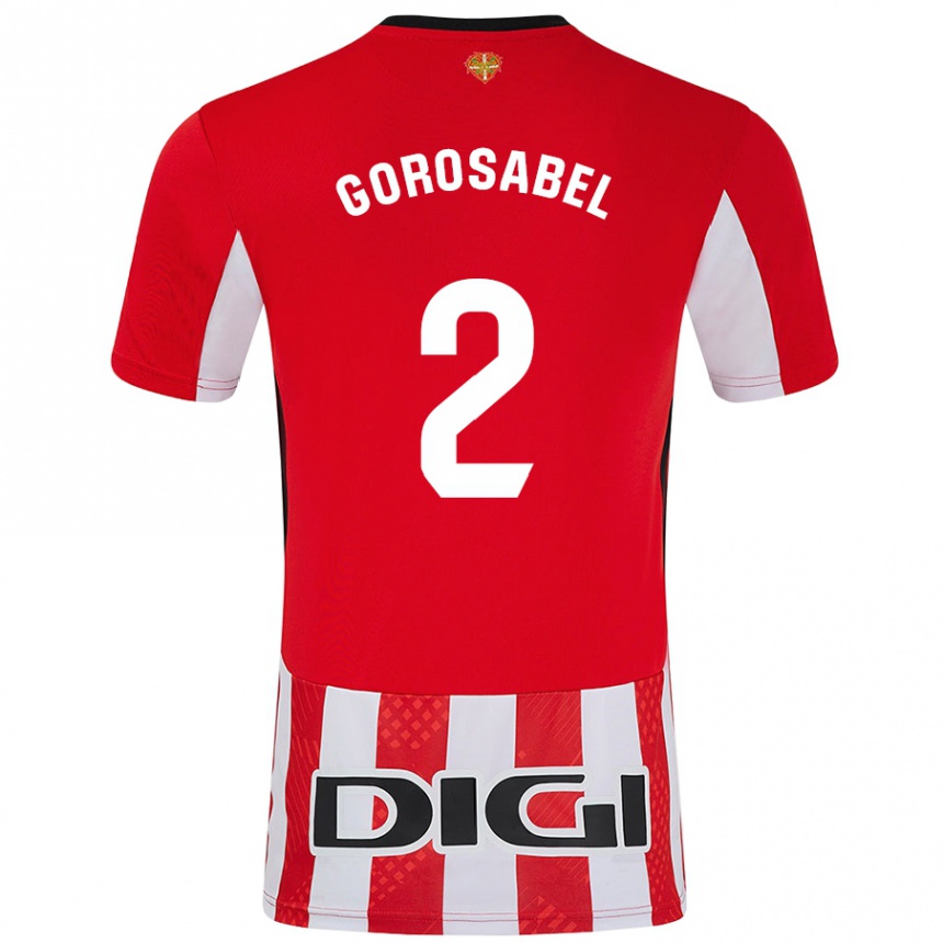 Enfant Football Maillot Andoni Gorosabel #2 Rouge Blanc Tenues Domicile 2024/25