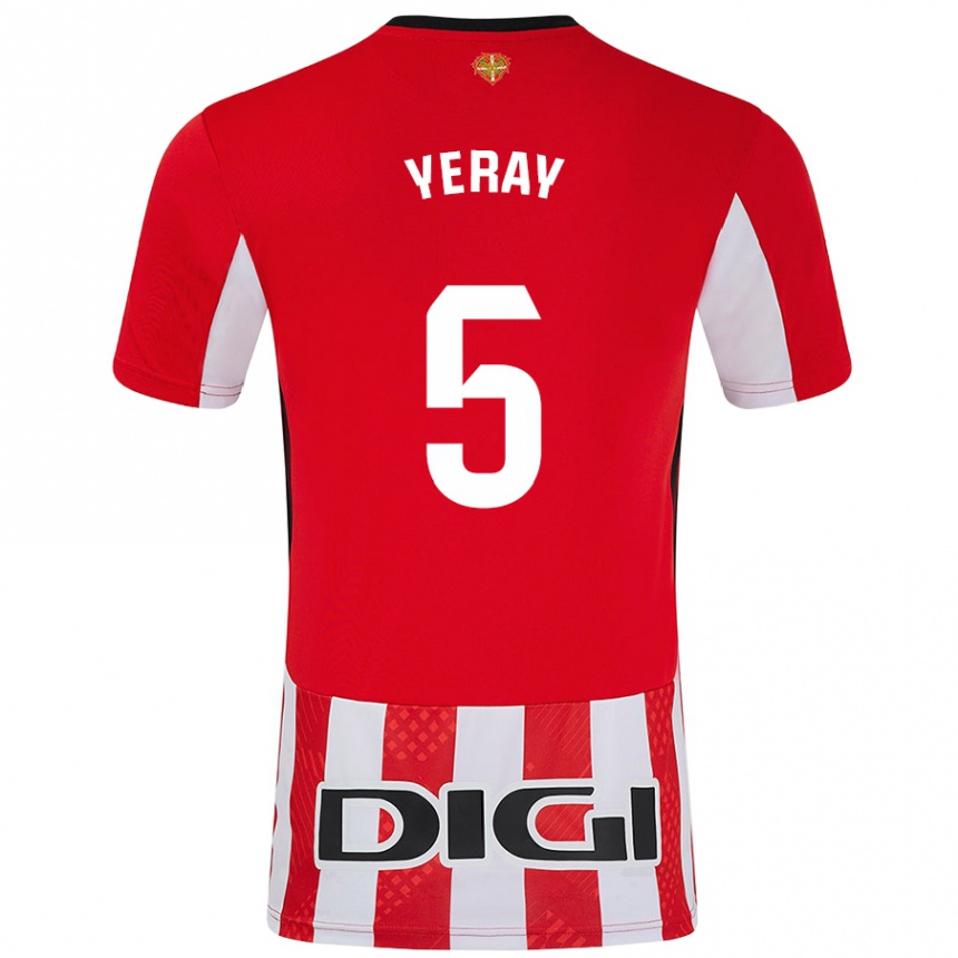 Enfant Football Maillot Yeray Álvarez #5 Rouge Blanc Tenues Domicile 2024/25