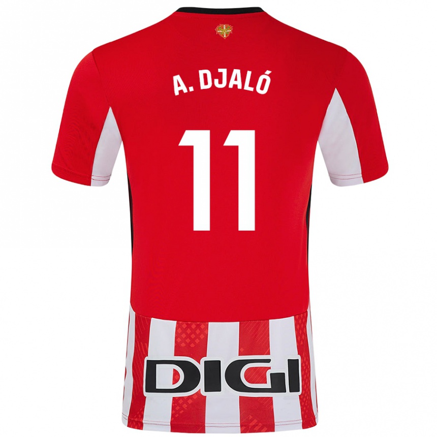 Enfant Football Maillot Álvaro Djaló #11 Rouge Blanc Tenues Domicile 2024/25