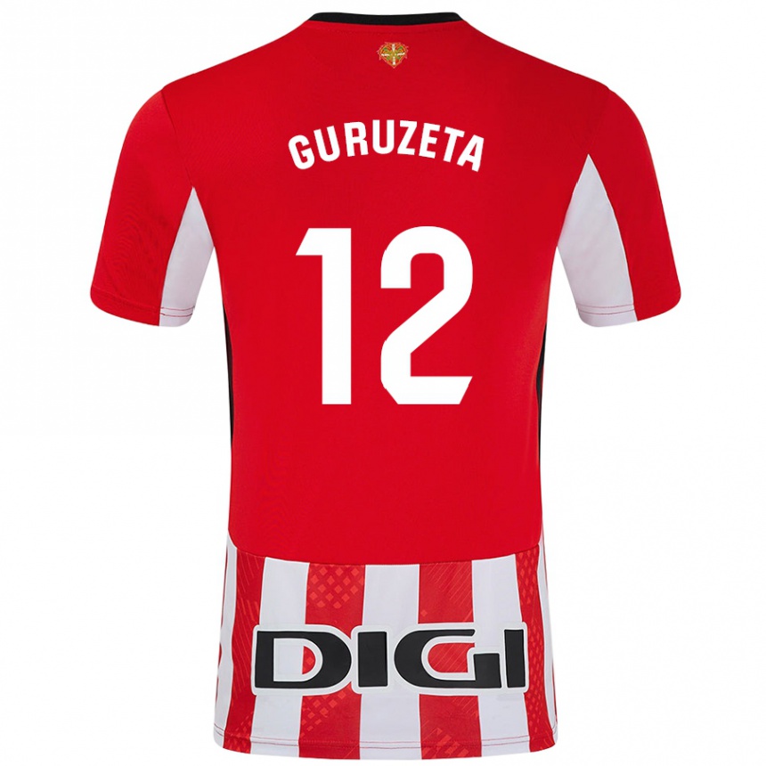 Enfant Football Maillot Gorka Guruzeta #12 Rouge Blanc Tenues Domicile 2024/25